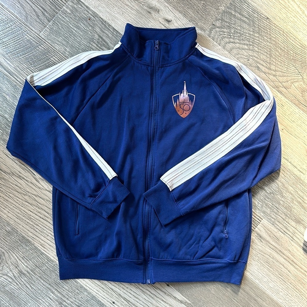 Disney 50th anniversary blue zip front jacket fleece women’s size large‎